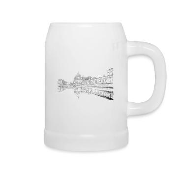 Bruecke Berlin Bleistiftzeichnung - Bierkrug - Weiß - Rechts