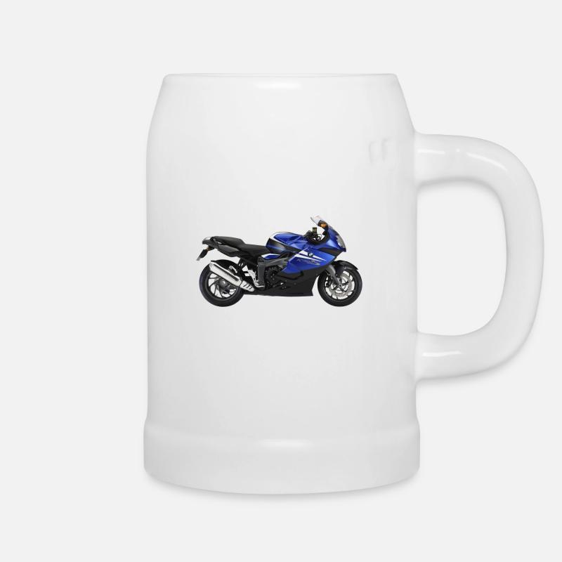 Motorrad - Bierkrug - Weiß