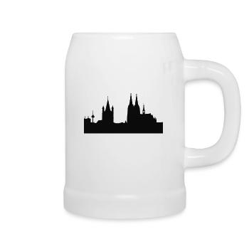 Panorama de Cologne ! Dom Köln Carnaval - Chope en céramique - blanc - Droite