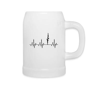 Herzschlag EKG Gymnastik Turnen Akrobatik Sport - Bierkrug - Weiß - Rechts