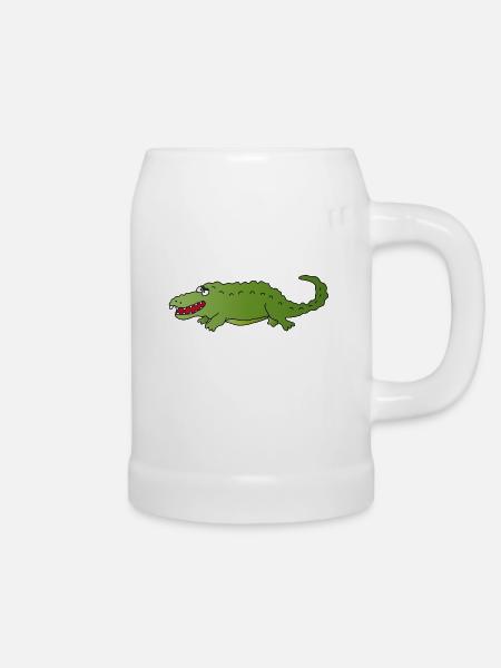 Krokodil - Bierkrug - Weiß