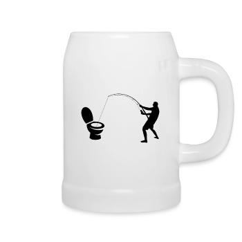 pêcheur de toilettes - Chope en céramique - blanc - Droite
