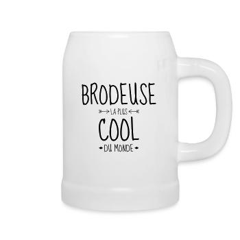 broderie / brodeuse / broder / aiguille - Chope en céramique - blanc - Droite