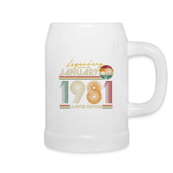 Légendaire depuis janvier 1981 Anniversaire Retro - Chope en céramique - blanc - Droite