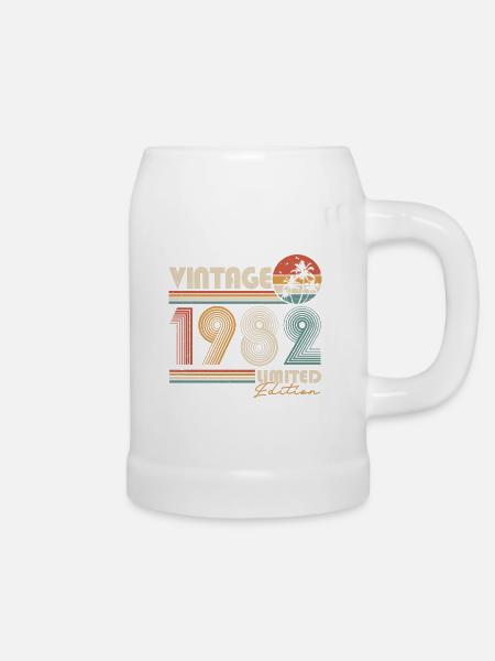 Vintage 1982 Jahrgang Retro Geburtstag Geschenk - Bierkrug - Weiß