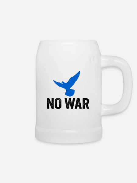 NO WAR mit Friedenstaube - Bierkrug - Weiß