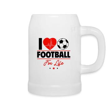I love football for life - Beer Mug - white - Right