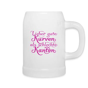 lieber gute Kurven als schlechte Kanten, pink - Bierkrug - Weiß - Rechts