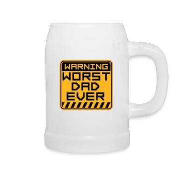 Worst Dad Ever Lustig Sarkastisch Vatertag Papa - Bierkrug - Weiß - Rechts