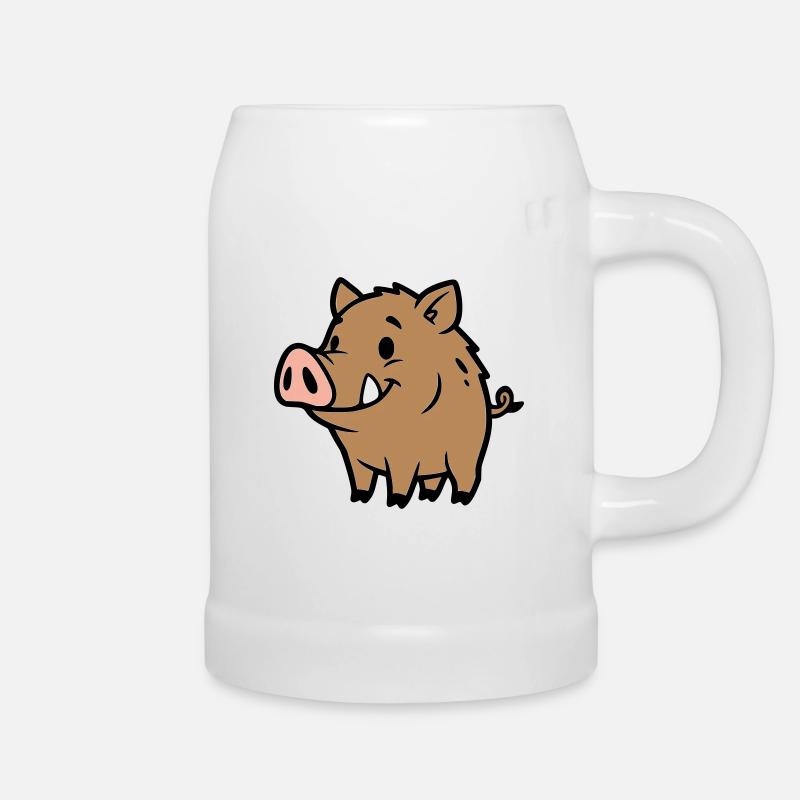 Süßes Wildschwein Comic Glücksbringer - Bierkrug - Weiß