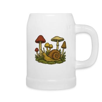 Whimsical Mushroom Snail Sketch - Beer Mug - white - Right