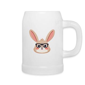 Rabbit with glasses - Beer Mug - white - Right