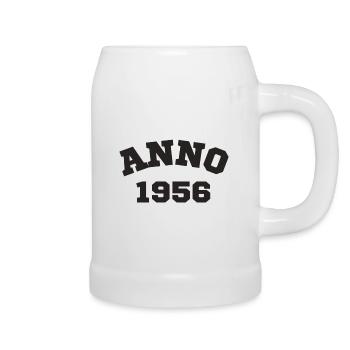 Anno 1956 Geburtstag Geburtsjahr - Bierkrug - Weiß - Rechts