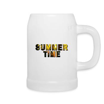 Summer Time Urlaubsmotiv mit Palmen - Bierkrug - Weiß - Rechts