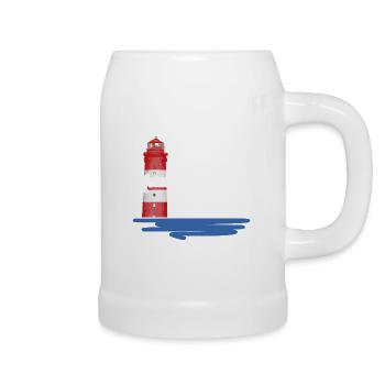 Heimathafen Wismar Hafenstadt Möwe Leuchtturm - Bierkrug - Weiß - Rechts