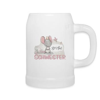 große Schwester Einhorn Maus Vogel - Bierkrug - Weiß - Rechts