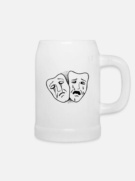 Trauer hinter Masken - Bierkrug - Weiß