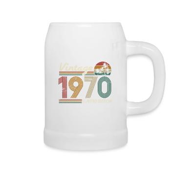 Vintage 1970's Born 51 Birthday Retro - Beer Mug - white - Right