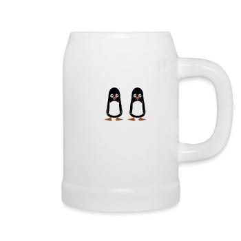 niedliche Pinguine Zwillinge Wortspiel - Bierkrug - Weiß - Rechts
