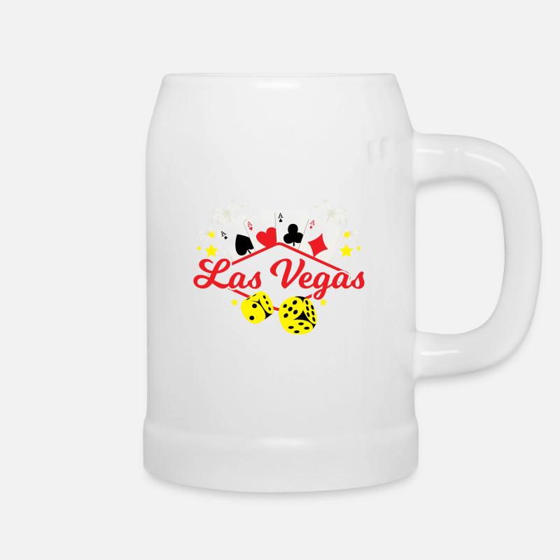 Las Vegas Dice Palm Trees - Beer Mug - white
