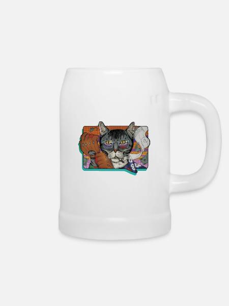 Verbrechen Katze - Bierkrug - Weiß