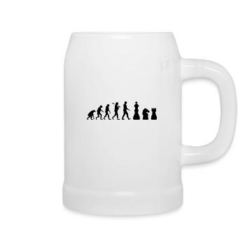 Schachfiguren Evolution Schach Geschenk - Bierkrug - Weiß - Rechts