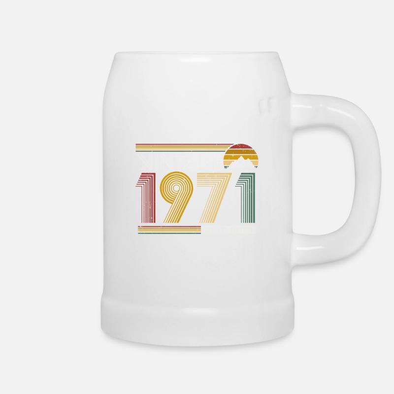 Born in 1971 retro birthday - Beer Mug - white