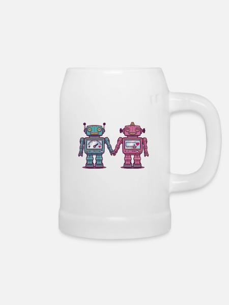 Liebend Robots - Bierkrug - Weiß