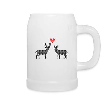 Hirsch und Reh verliebt Trachten Partner Shirt - Bierkrug - Weiß - Rechts