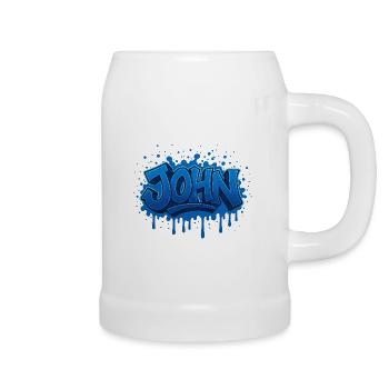 Graffiti JOHN Name Geschenk Ideal druckbar auf - Bierkrug - Weiß - Rechts