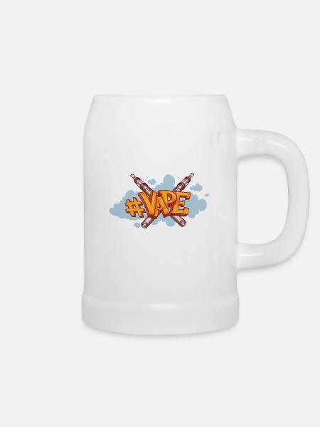 Vaper mit Qualm - Bierkrug - Weiß