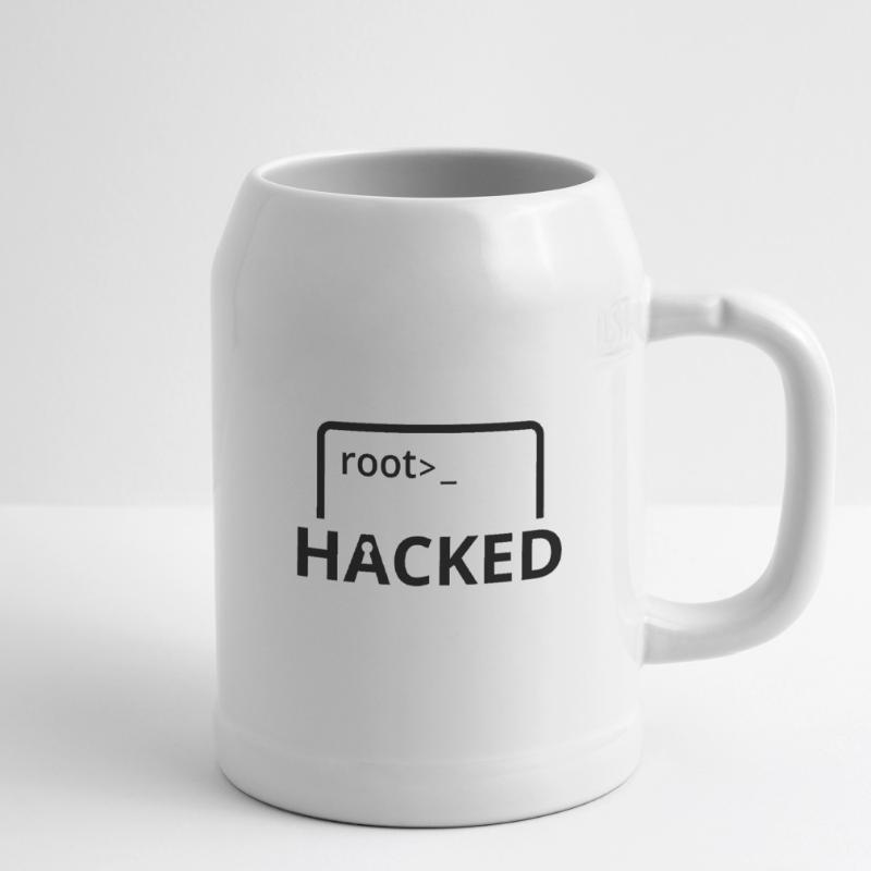 Hacked Hacker Informatiker Computer Programmierer Bierkrug
