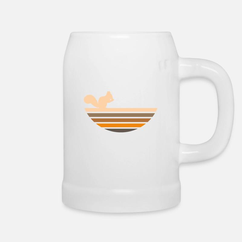 Eichhörnchen buntes Hörnchen Retro Umriss Natur - Bierkrug - Weiß