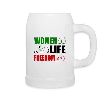 Women life freedom - Beer Mug - white - Right