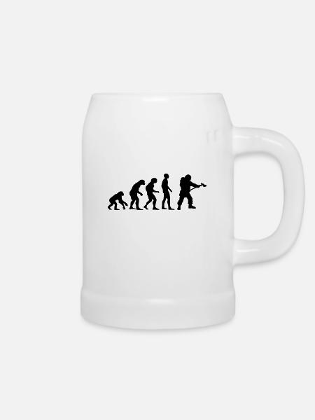 evolution Feuerwehrmann - Bierkrug - Weiß