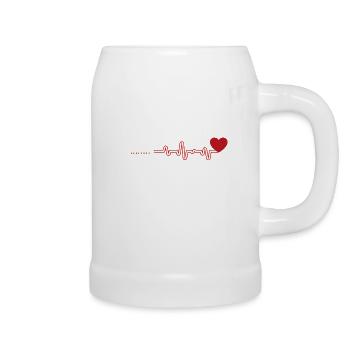 Battements de cœur - Coeur - Chope en céramique - blanc - Droite