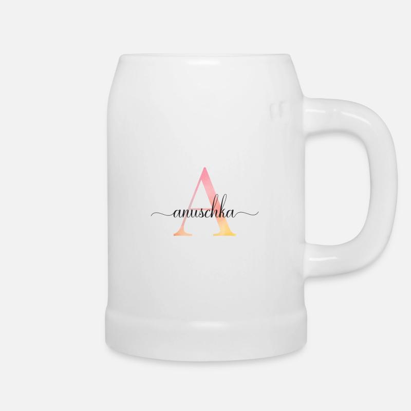 Un | Monogramme | Nom | AnuschkaAquarelle - Chope en céramique - blanc