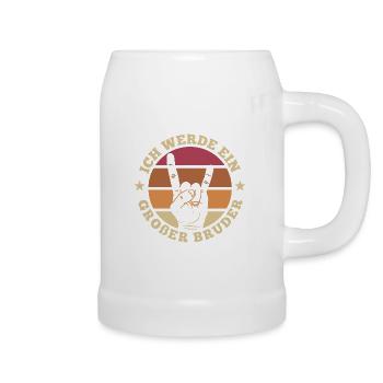 Ich werde großer Bruder Rock Handzeichen - Bierkrug - Weiß - Rechts