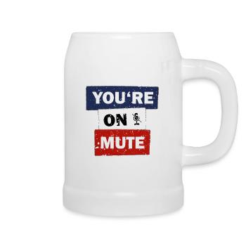 You are on mute funny quote video call gift idea - Beer Mug - white - Right
