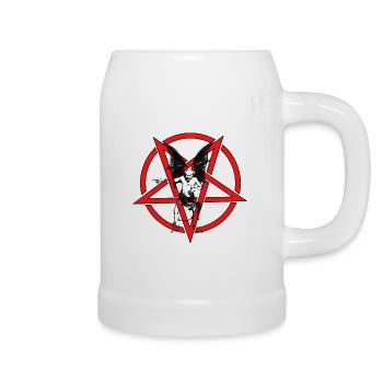 Pentagramme-Rouge-Diable-Noir - Chope en céramique - blanc - Droite