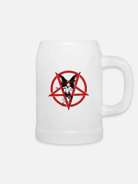 Pentagram-Rot-Teufel-Schwarz - Bierkrug - Weiß