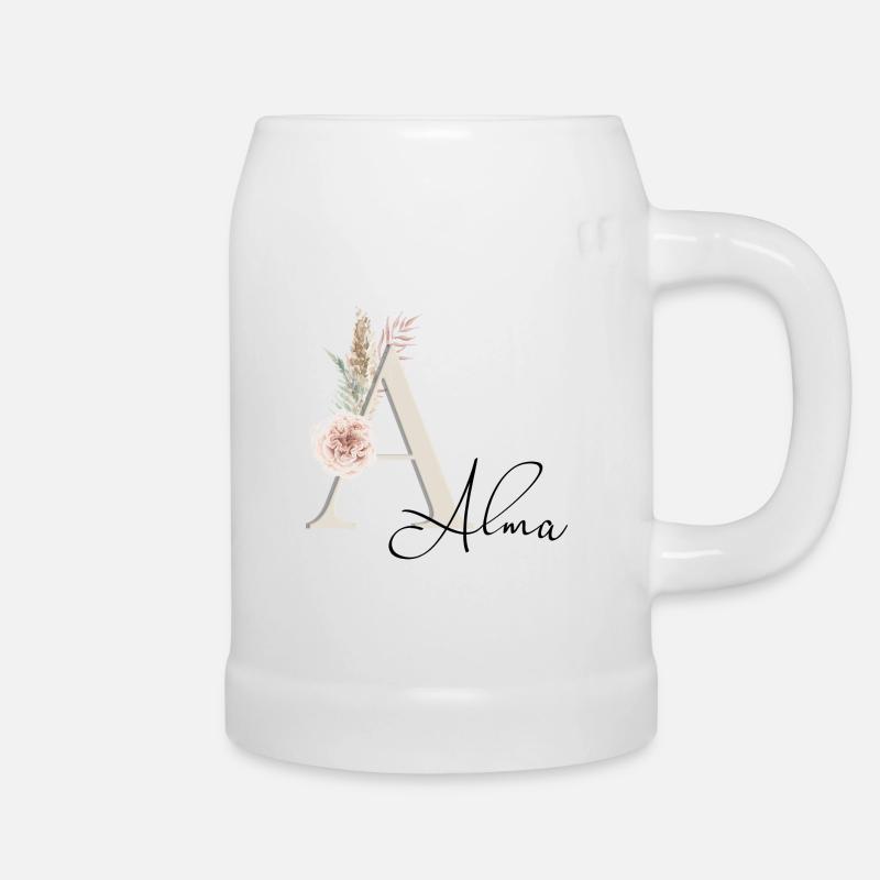 Alma! Name Boho - Beer Mug - white