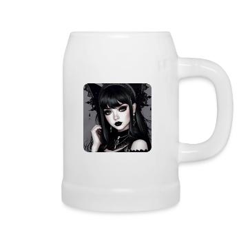 Cute gothic girl - Beer Mug - white - Right