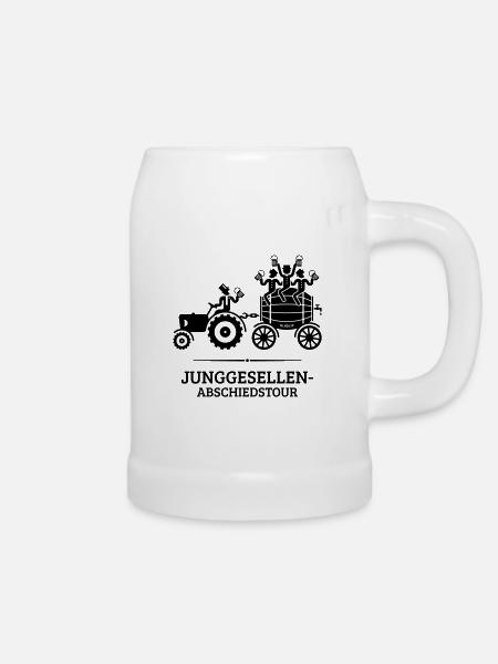 Junggesellen-Abschiedstour Trecker Bierfass JGA B - Bierkrug - Weiß