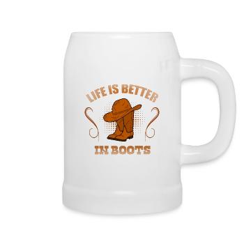 Linedance Life is better in boots - Beer Mug - white - Right