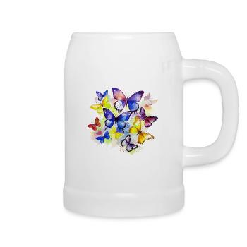 Papillon Coloré Coloré Beau Art Nature - Chope en céramique - blanc - Droite