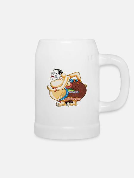 Lebendige Hula-Karikatur - Bierkrug - Weiß