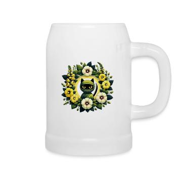 Wrapped Cat Floral Halo - Beer Mug - white - Right