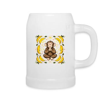 Dankender Affe mit Bananenring - Bierkrug - Weiß - Rechts