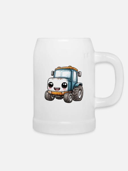 Kinder Traktor - Bierkrug - Weiß